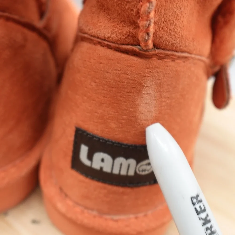 Lamo Boots Womens 7 Orange Suede Faux Fur Buckle Winter Boots Outdoors Flaw